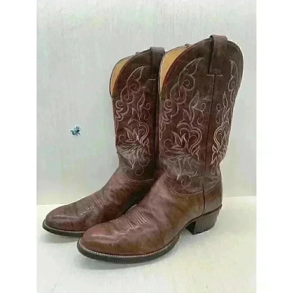 Justin Men’s Brown Leather Western Cowboy Boots Size US 10.5 D - Picture 1 of 10